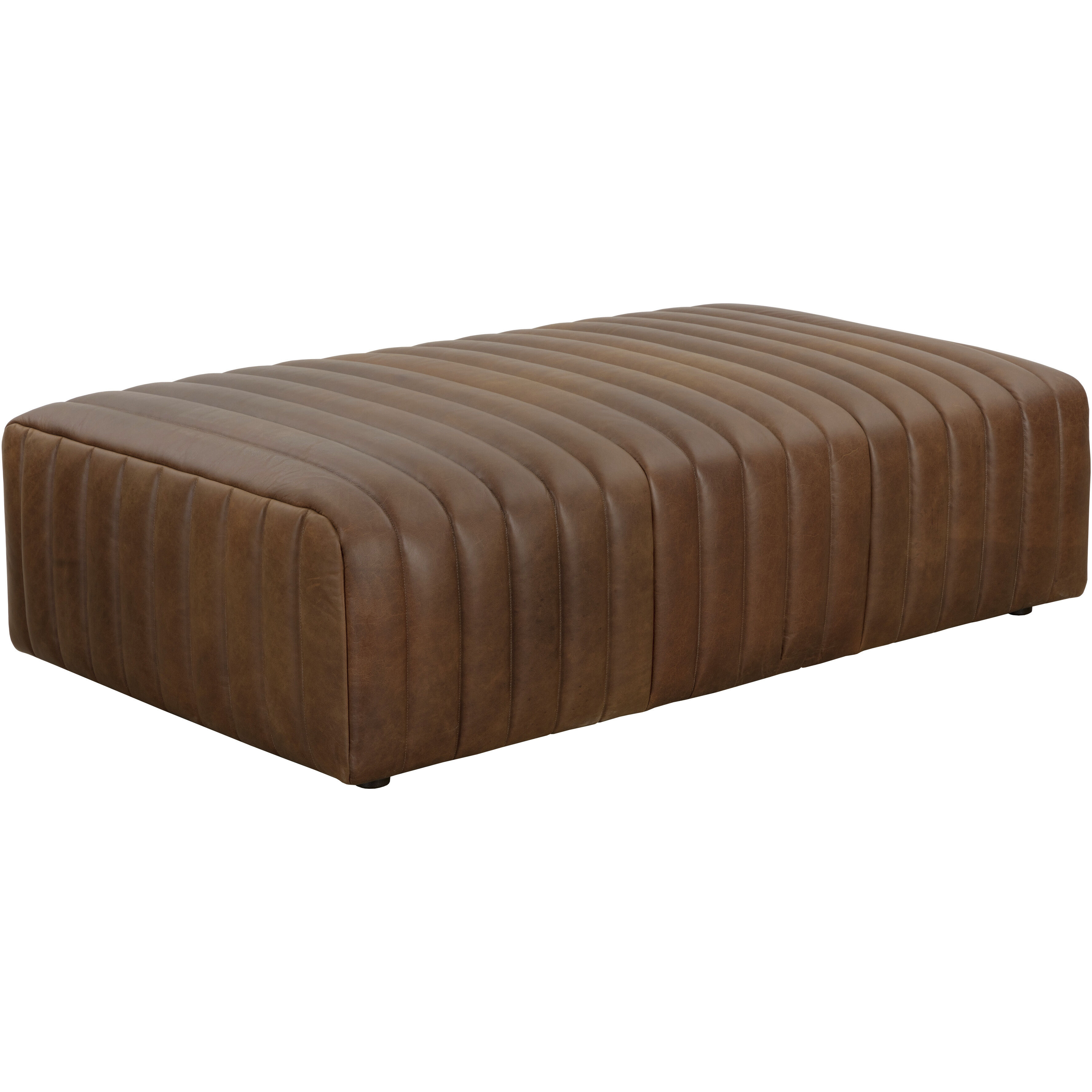 Lewin 17 inch Lucia Tobacco Leather Ottoman